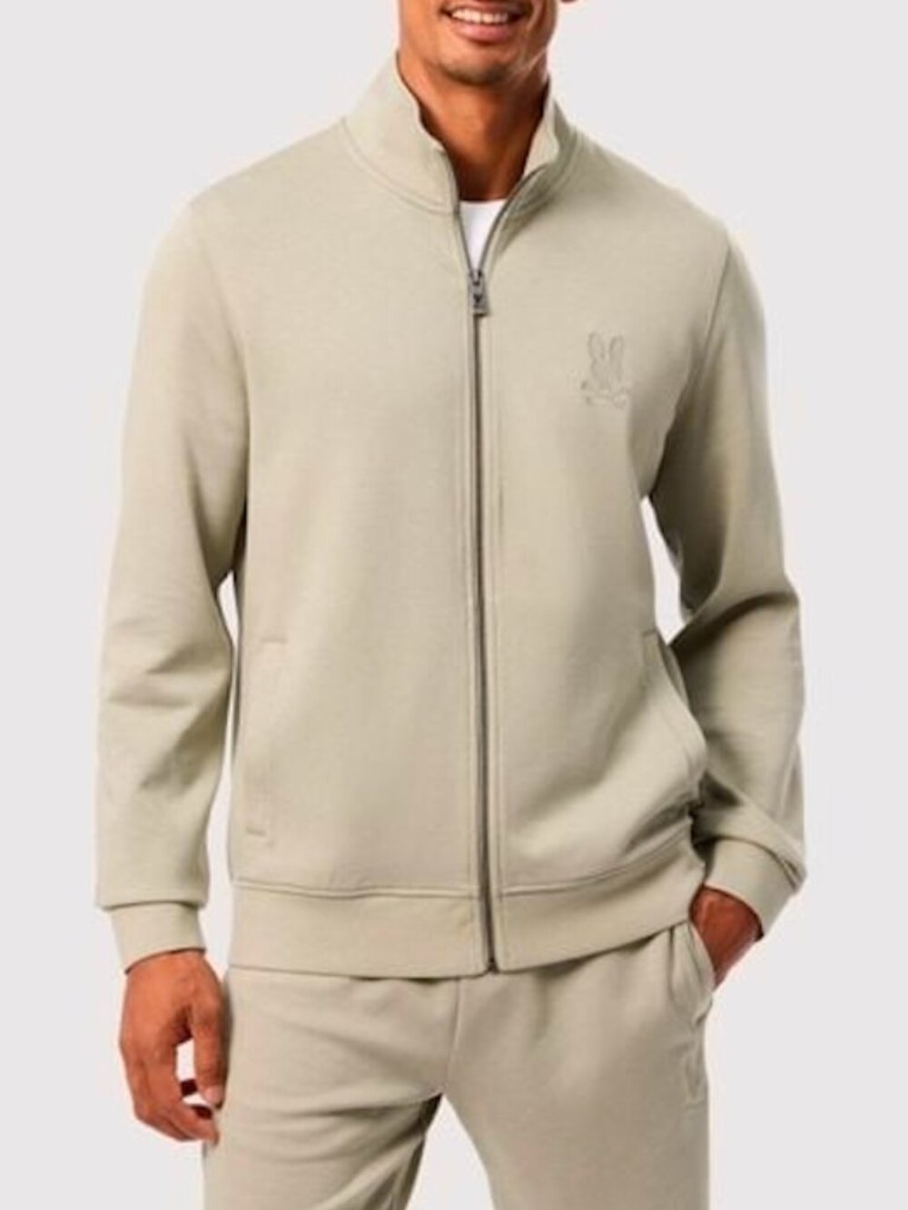 Psycho Bunny Cream Zip Up in Medium